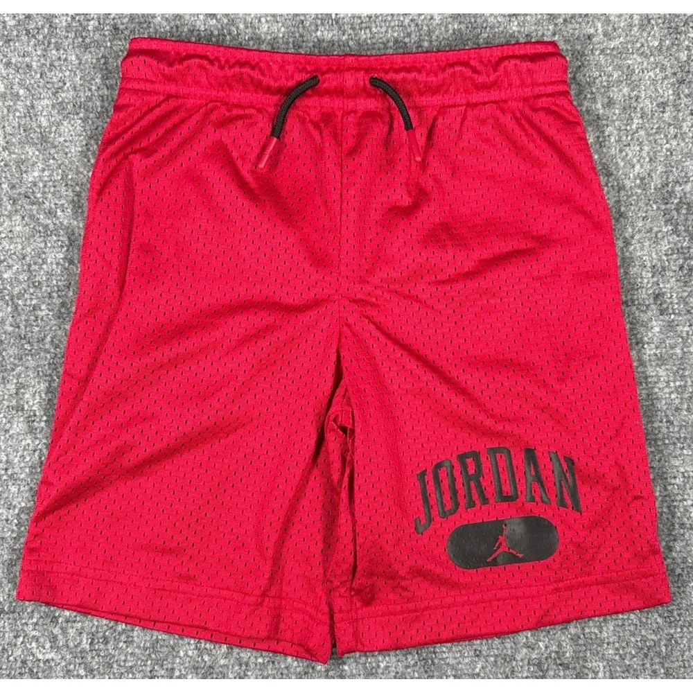 Jordan Boys Size 4 XS Red Mesh Gym Athletic Shorts Jumpman Logo NWT